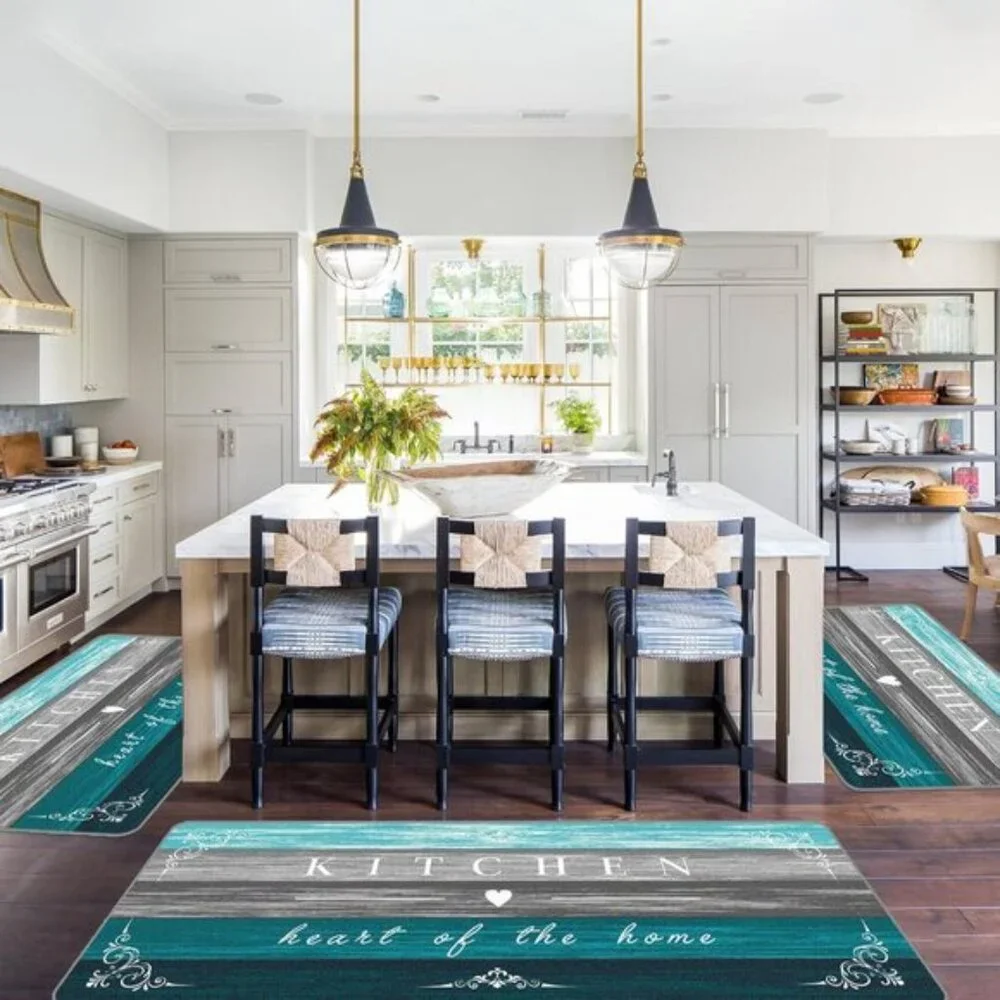 New 3Pcs Farmhouse Kitchen Rug Set, Non Slip Washable Mats for Floor & Hallway